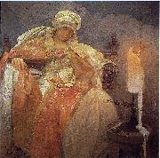 Woman With a Burning Candle Alphonse Mucha